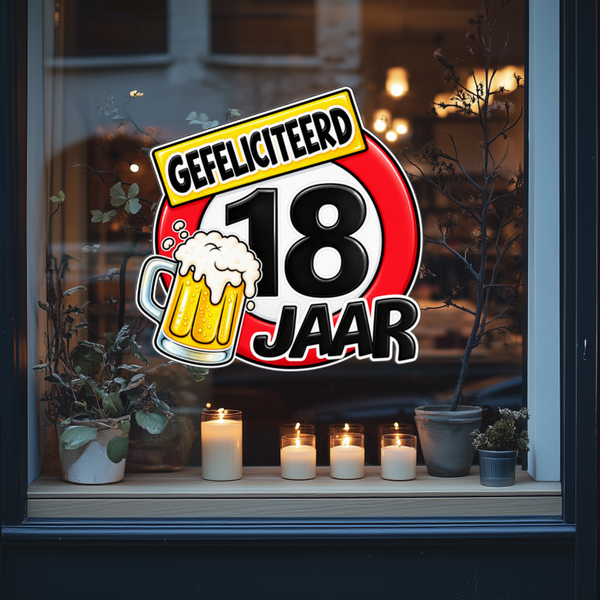 Raamsticker man 18 jaar