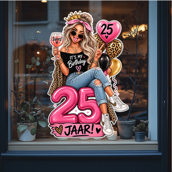 25 Jaar Raamsticker man of vrouw
