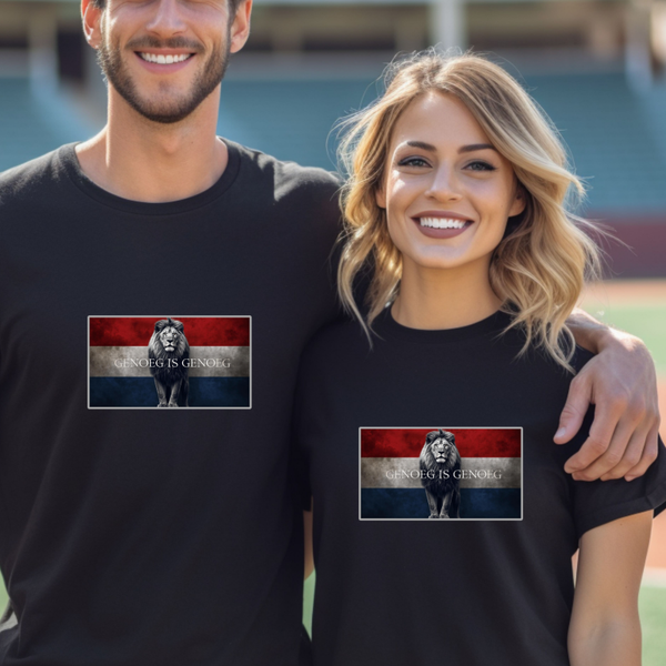 Heren of Dames T-shirt  Nederlandse vlag met leeuw