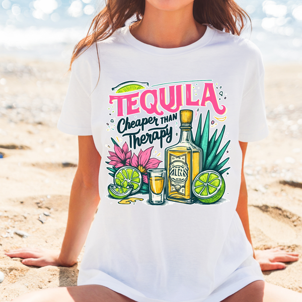 Dames T-shirt tequila is cheaper than therapy
