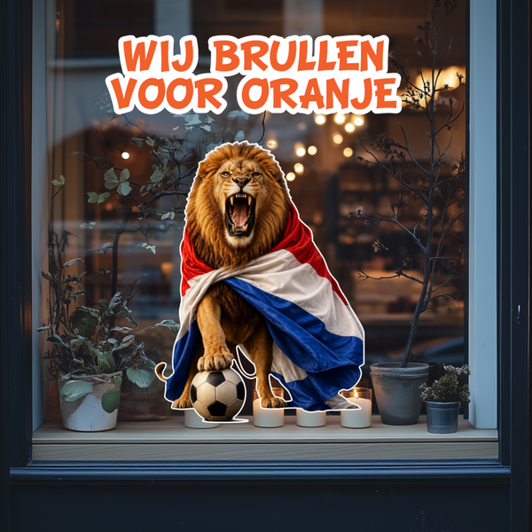 WK raamsticker- EK raamsticker- Wij brullen voor oranje
