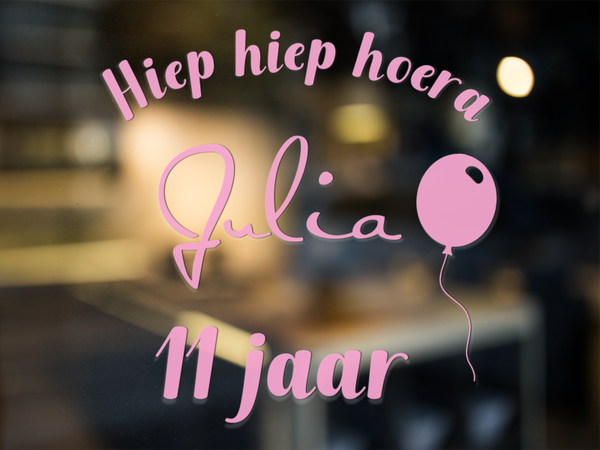 Hiep hiep hoera raamsticker