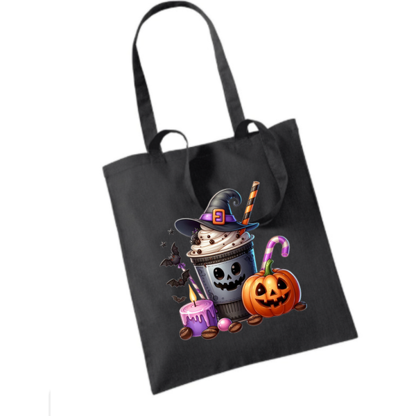 Halloween snoeptas-Koffie pompoen kaars Halloween snoep tas-Trick or treat- Halloween optocht snoep