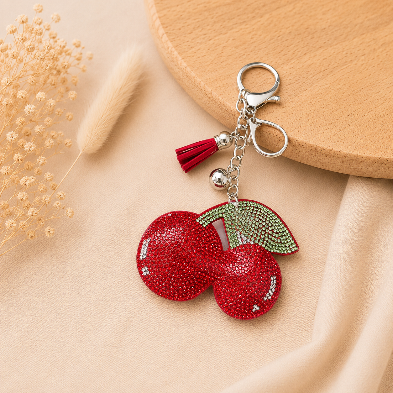 Luxe Tassenhanger Kers Strass