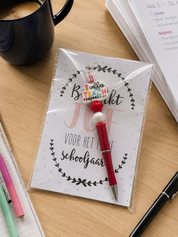 Bedankje voor de juf | Kralenpen cadeauset