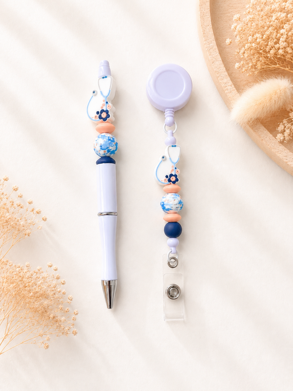 Zorgcollectie ‘Care Blossom’ | Badgehouder & Kralenpen