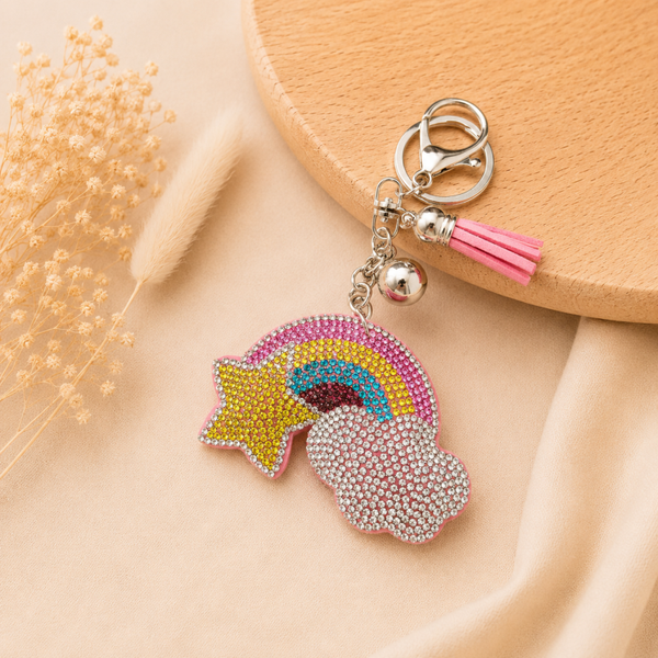 Luxe Tassenhanger Regenboog Strass