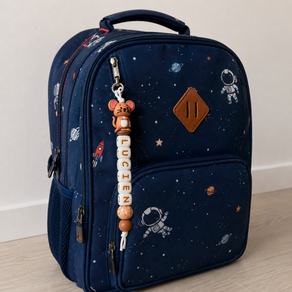 Tassenhanger met naam ‘Muis’ | Gepersonaliseerde sleutelhanger voor kids