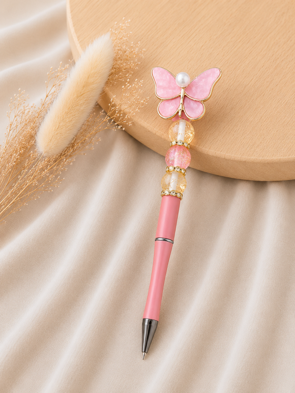 Premium Kralenpen Vlinder Roze