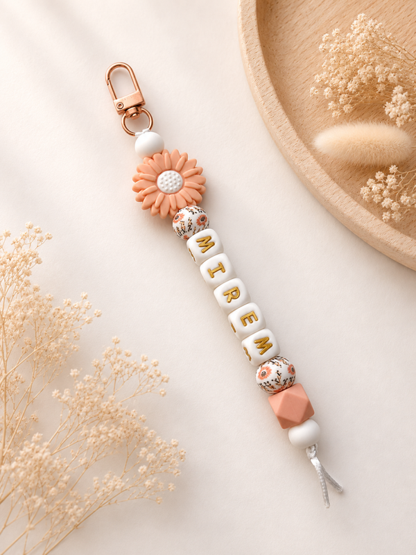 Sleutelhanger met naam ‘Peach Flower’