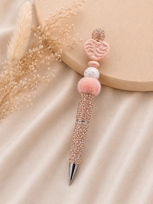 Luxe Kralenpen Hart Roségoud