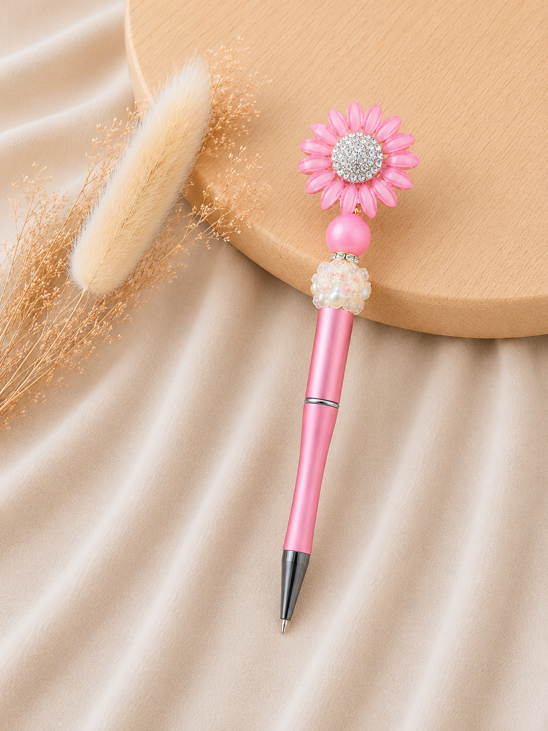 Premium Kralenpen Roze Bloem