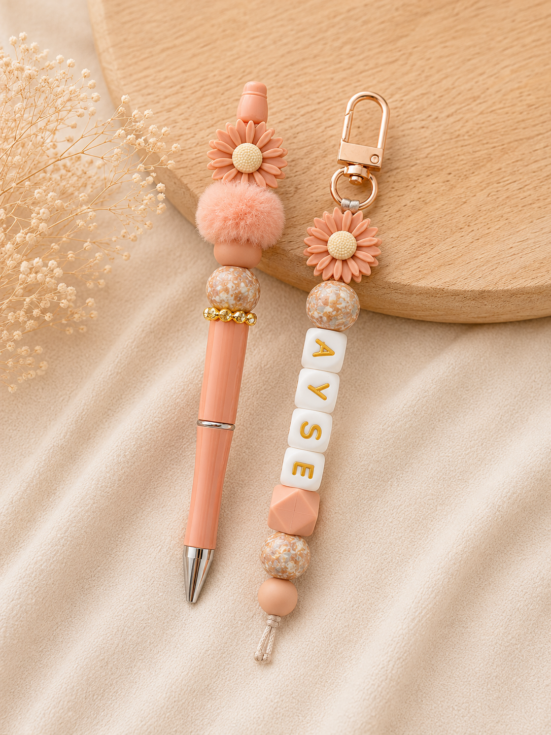Eid Cadeauset Bloem Kralenpen & Tassenhanger