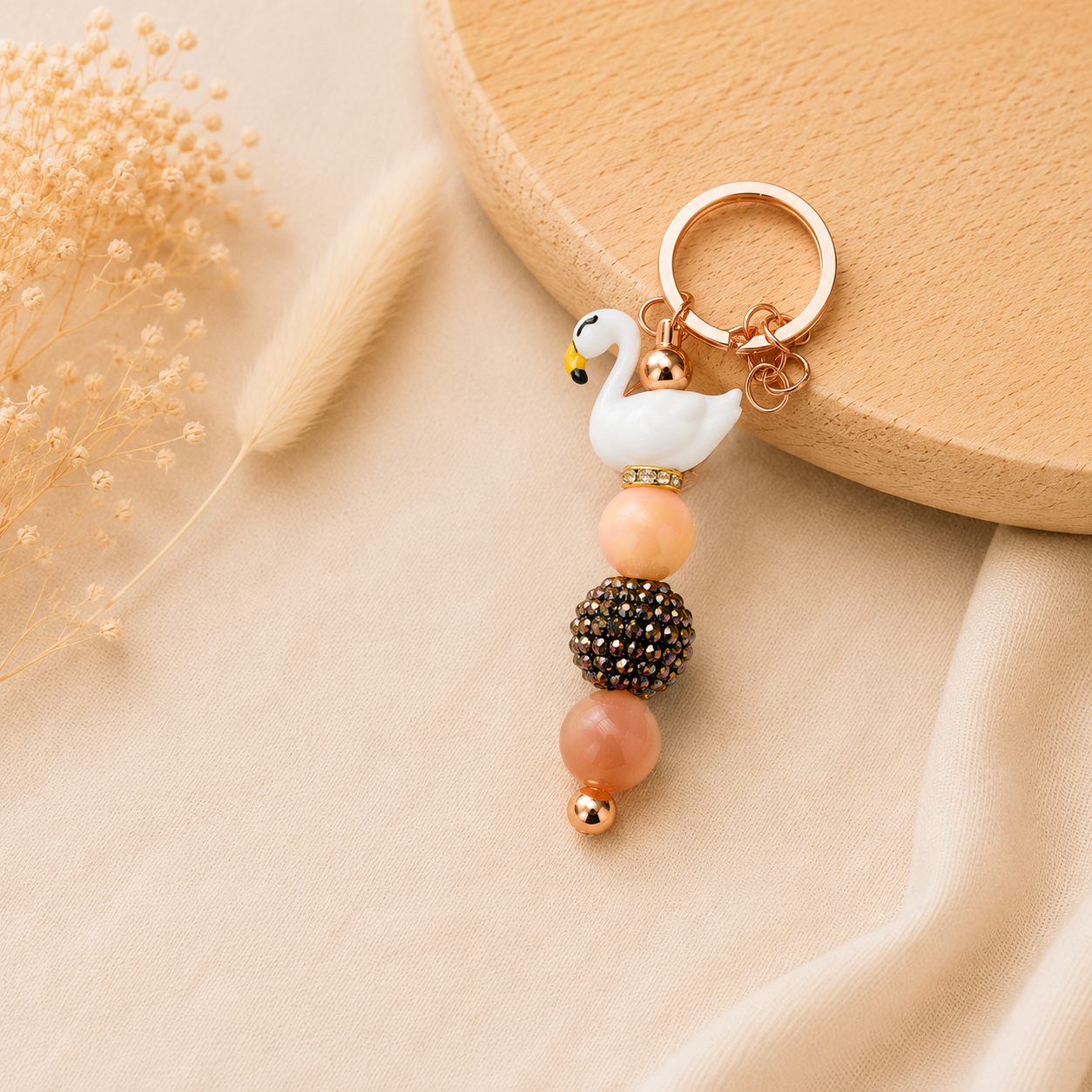 Tassenhanger Zwaan Roze Goud