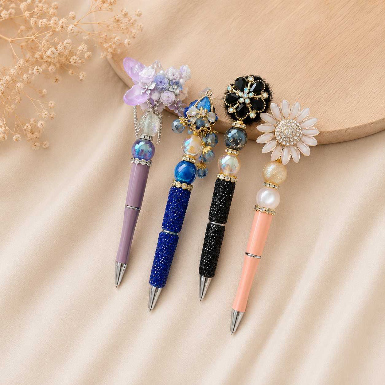 Premium kralenpen met luxe topper en decoratieve kralen handgemaakt