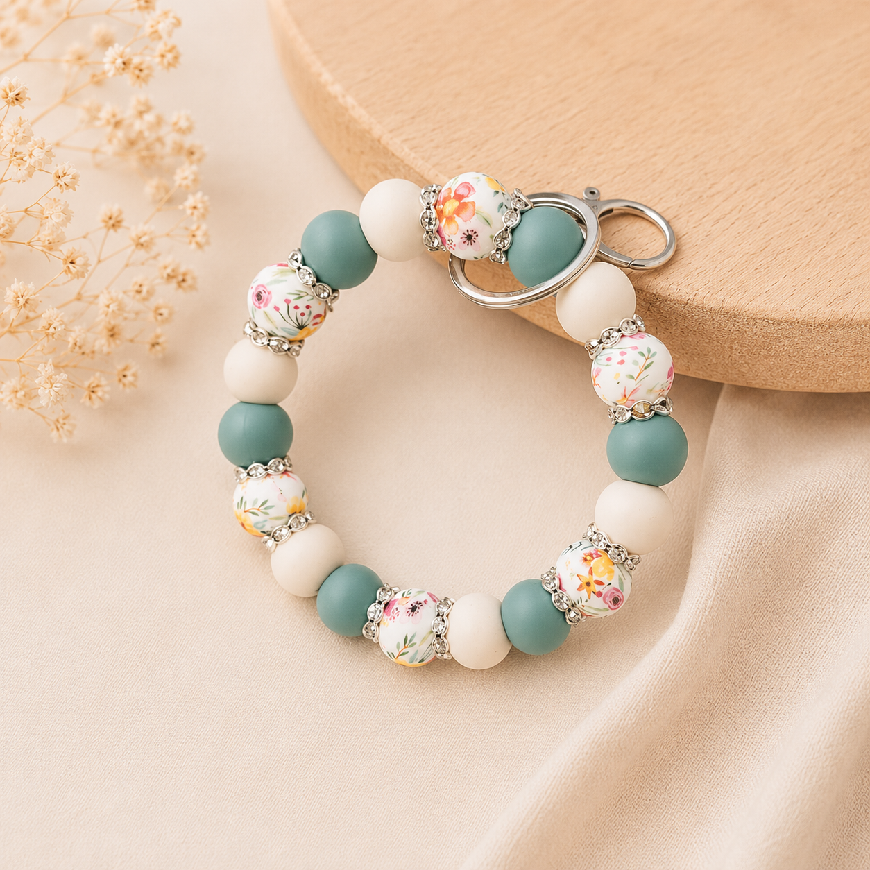 Sleutelwristlet Bloemen Groen
