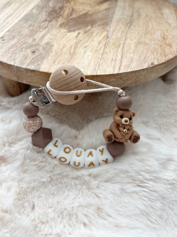 Speenkoord Met Naam Beer Beige
