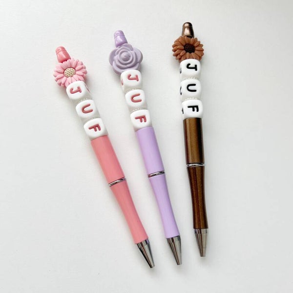 Bloemen kralenpen met 'Juf' | Cadeau voor de juf
