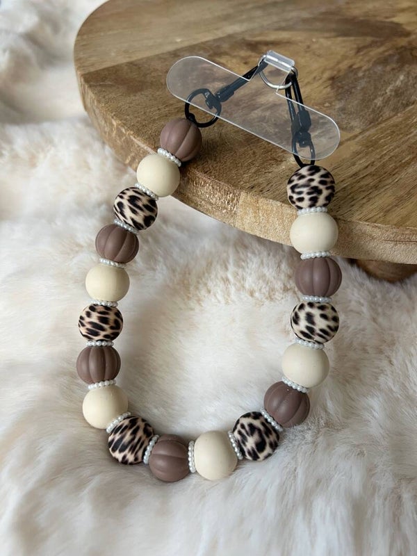 Telefoonkoord Leopard Beige