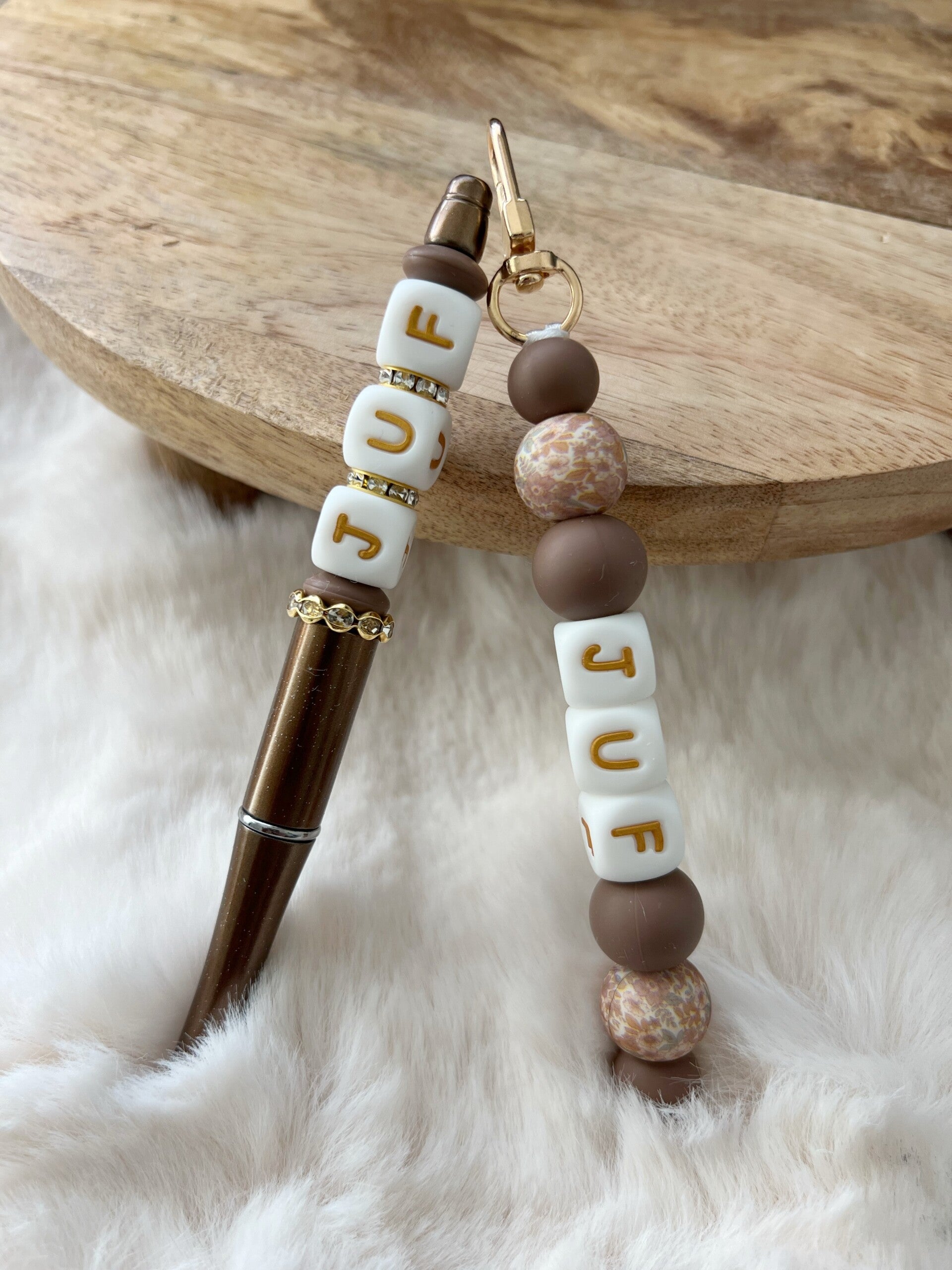 Handgemaakt juf cadeau sleutelhanger of pen