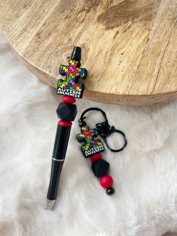 Cadeauset Autisme Awareness | Kralenpen & Sleutel- of tassenhanger