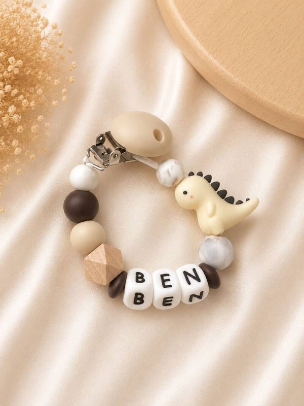 Speenkoord Met Naam Dino Beige