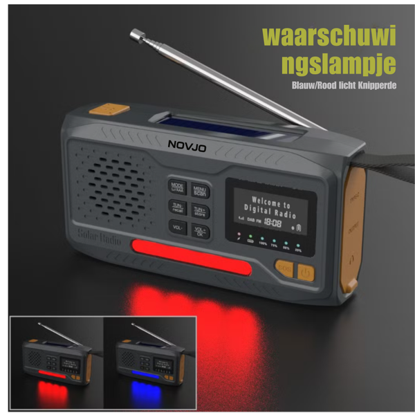 NOVJO Noodradio – DAB+/FM, Bluetooth, Powerbank & Zaklamp