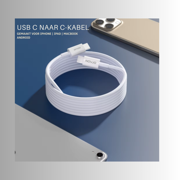 100W USB-C naar USB-C Kabel – Super Snel Opladen 6A – Voor Telefoons, Laptops & Powerbanks