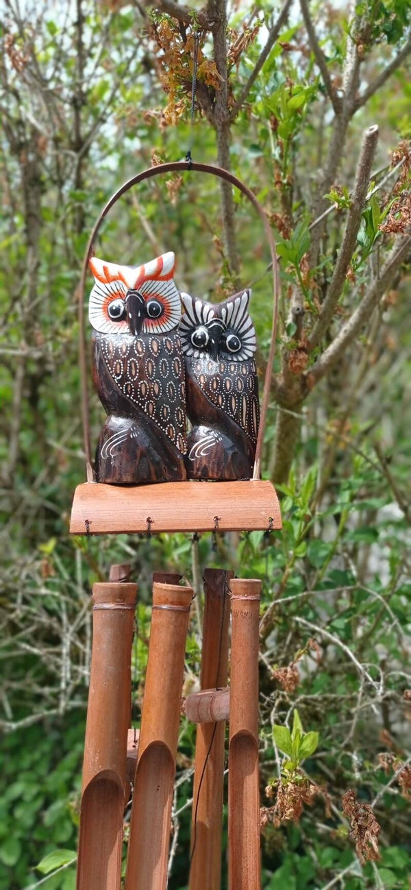 Carillon hibou x2 en bambou et coco