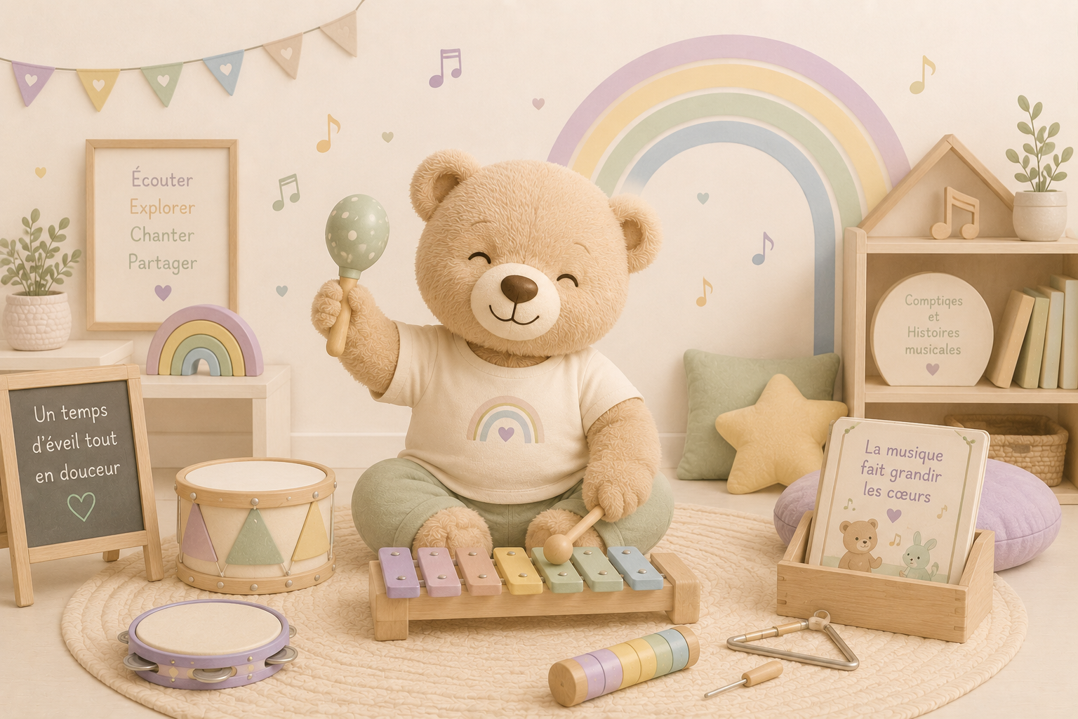 Généré par IA - Un nounours faisant de la musique