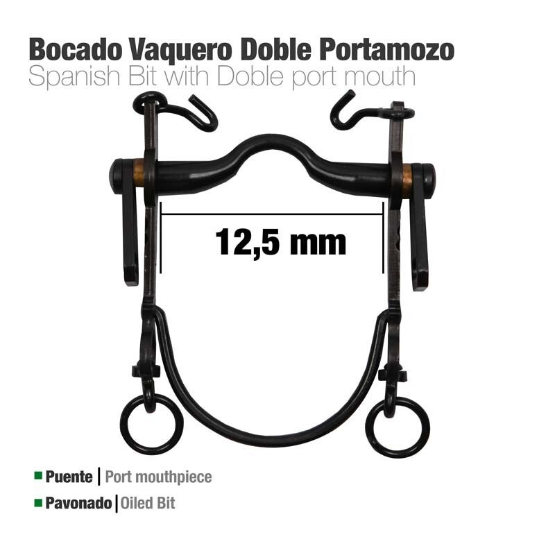 BOCADO VAQUERO DOBLE PORTAMOZO PAVONADO 12.5cm