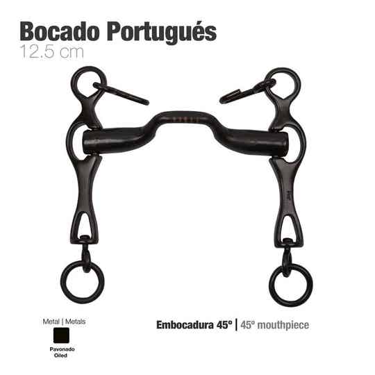 BOCADO PORTUGUÉS EMBOCADURA 45º PAVONADO 12.5CM