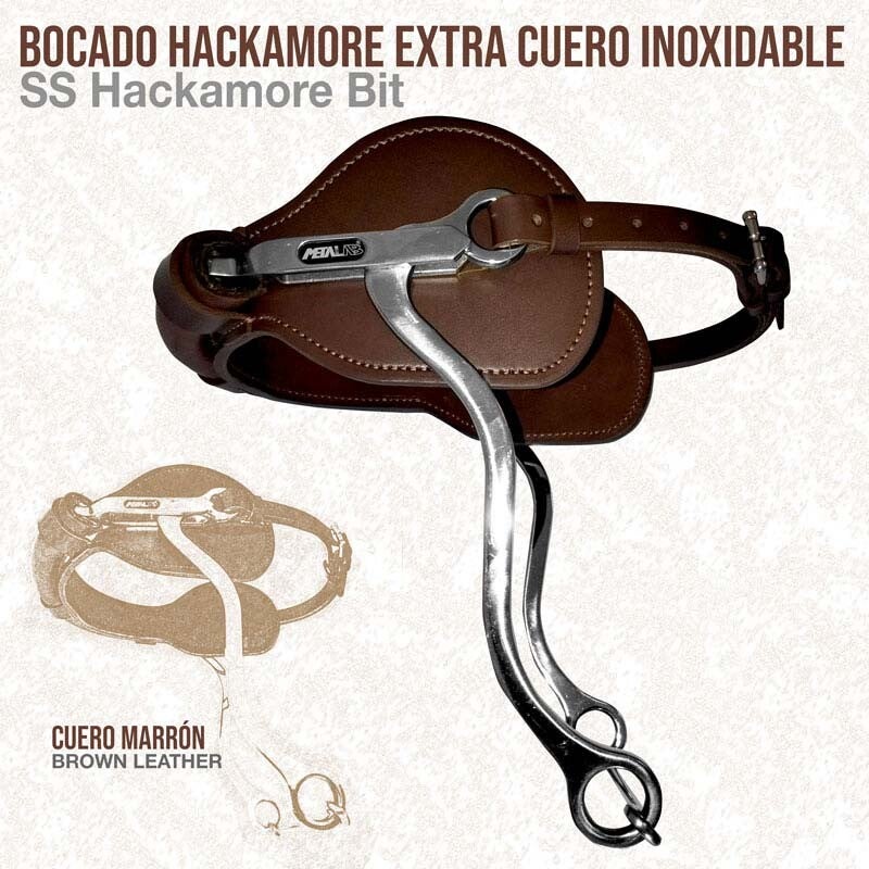 BOCADO HACKAMORE EXTRA CUERO MARRÓN INOX 2510021