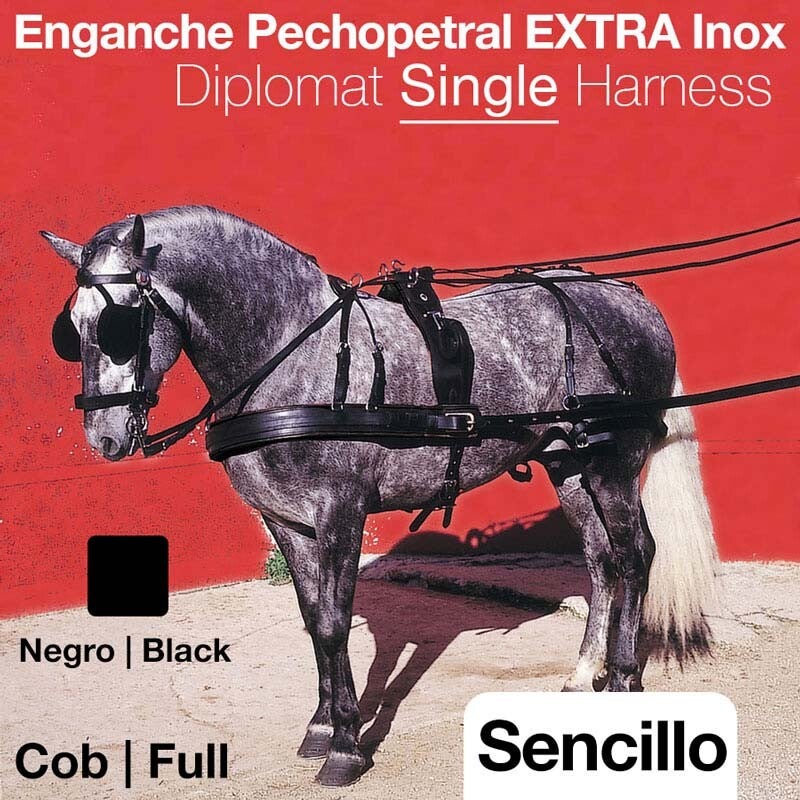 ENGANCHE PECHOPETRAL EXTRA INOX SENCILLO NEGRO