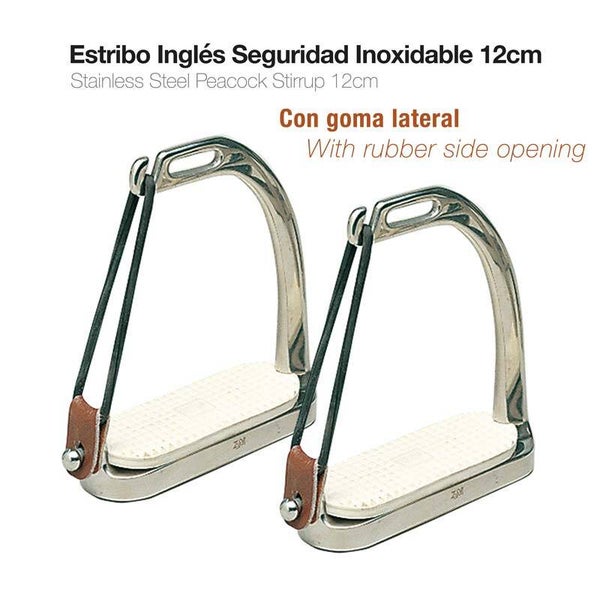 ESTRIBO INGLÉS SEGURIDAD INOX CON GOMA 221018 12cm