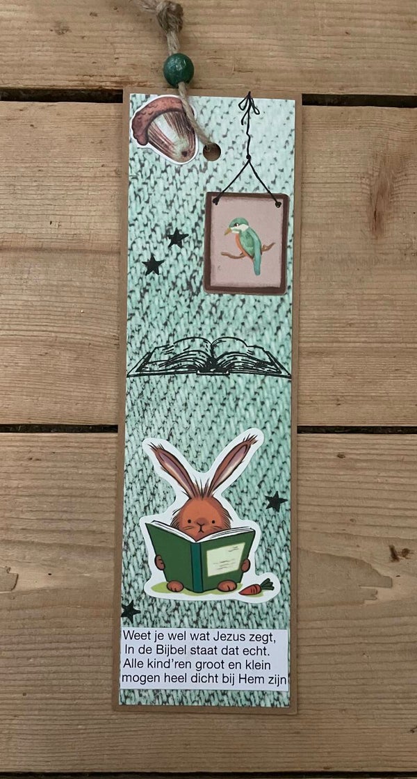 Handgemaakte kinderboekenlegger: weet je wel wat Jezus zegt etc