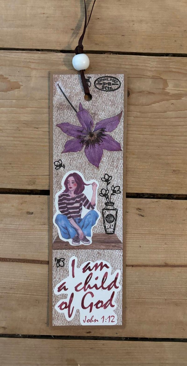 Handgemaakte boekenlegger: I am a child of God