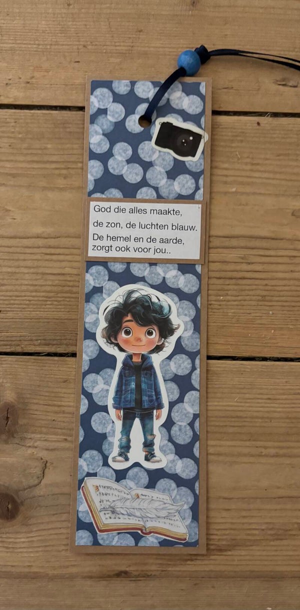 Handgemaakte kinderboekenlegger: God die alles maakte etc