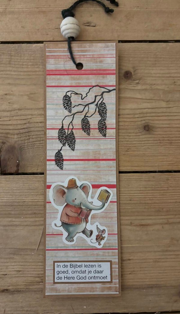 Handgemaakte kinderboekenlegger: in de Bijbel lezen is goed etc
