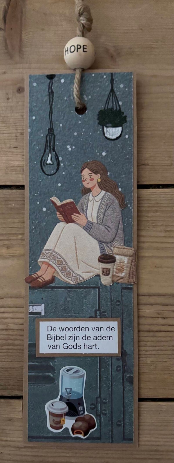 Handgemaakte boekenlegger: de woorden van de Bijbel etc