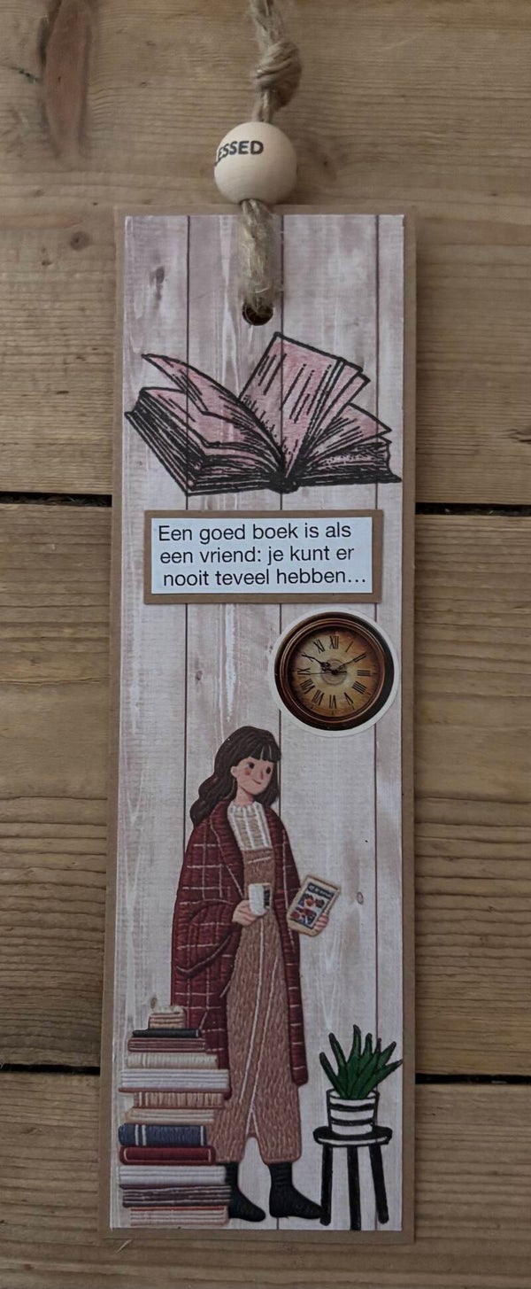 Handgemaakte boekenlegger: een goed boek is als een vriend etc….
