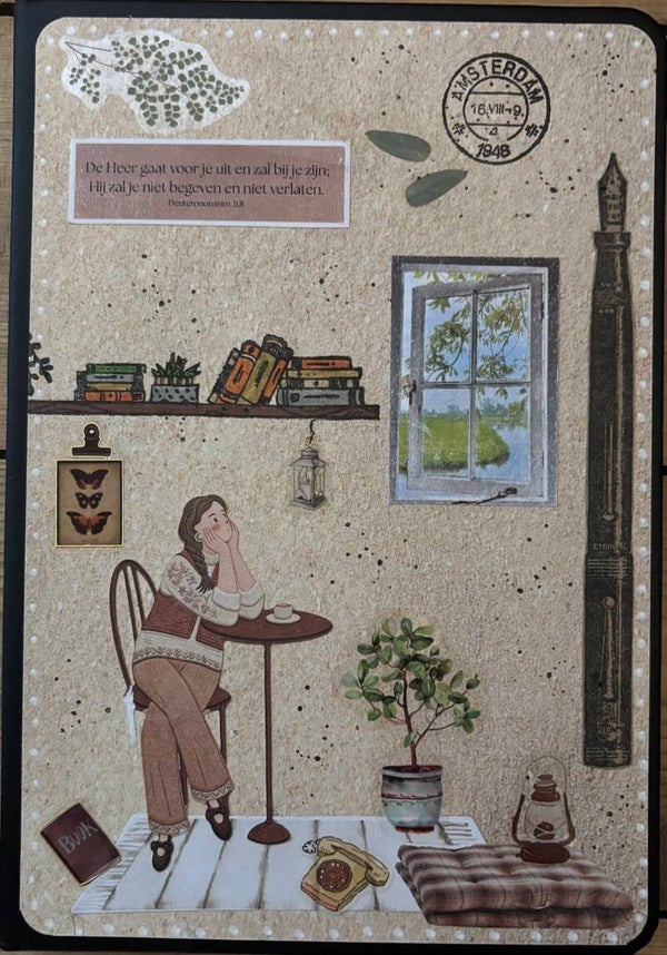 Bewerkt notitieboek 21 x 14 cm: de Heer gaat voor je uit etc…