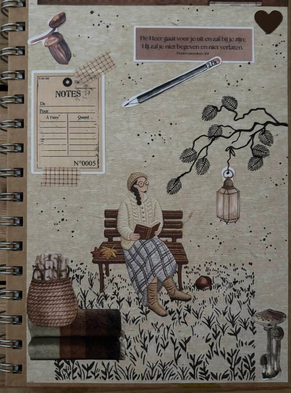 Bewerkt notitieboek 21 x 15 cm: de Heer gaat voor je uit etc