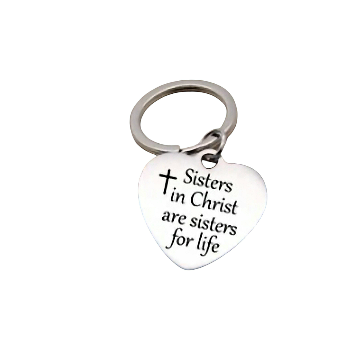 SG713 Hartvormige sleutelhanger "Sisters in Christ"