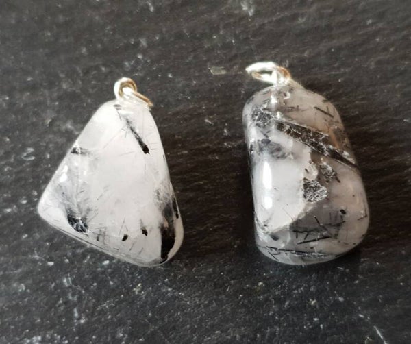 Hanger toermalijnkwarts met oogje 2,5 cm Tourmaline Quarz Tourmalinequarz