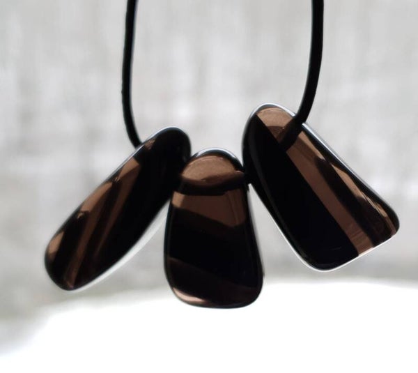 Doorboorde hanger Lamel Obsidiaan 3 cm gebohrte Lamel Obsidian