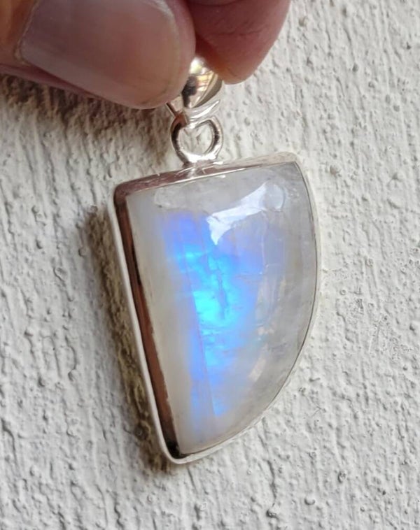 Zilver hanger Regenboog Maansteen 3 cm Mondstein Moonstone