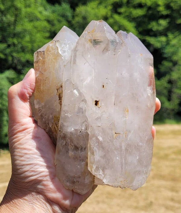 Bergkristal Dubbeleinder Floater met Limoniet Quarz Limonit 1118 gr. 14 cm