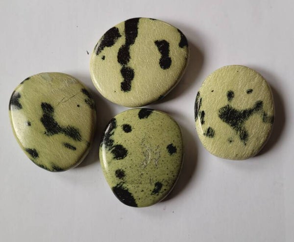 Schijf Cheetah Serpentijn licht 4 a 4,5 cm Scheibe Chytah Serpentin Serpentine