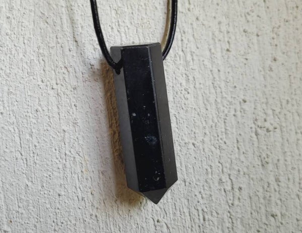 Hanger Geslepen punt Zwarte Toermalijn 5 cm pendant Black Tourmaline, Schorl, Schwarze Turmalin Anhänger